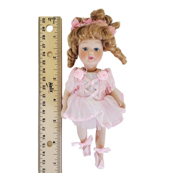 Geppeddo Collectible Porcelain Ballerina Doll 7" Pink Dress & Ballet Shoes Boxed - Picture 11 of 11